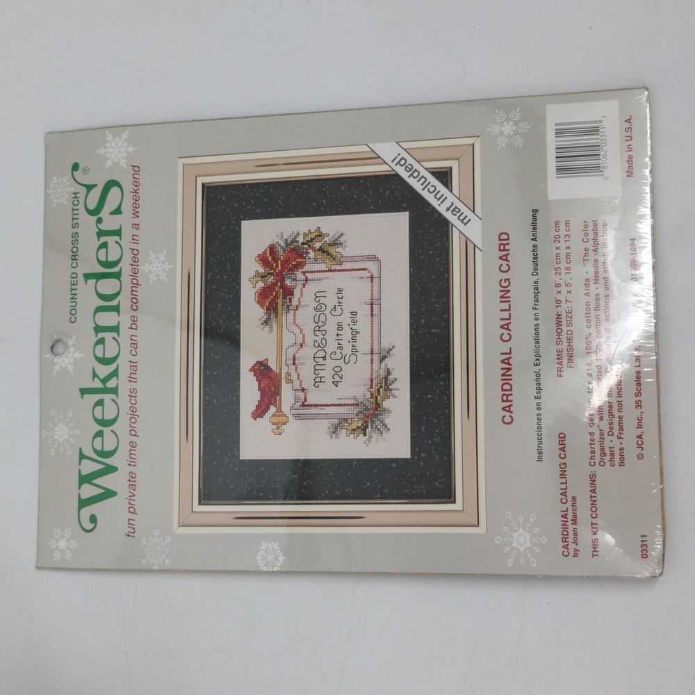 Weekenders Counted Cross Stitch Kit "Cardinal Calling Card" Mat Included NEW